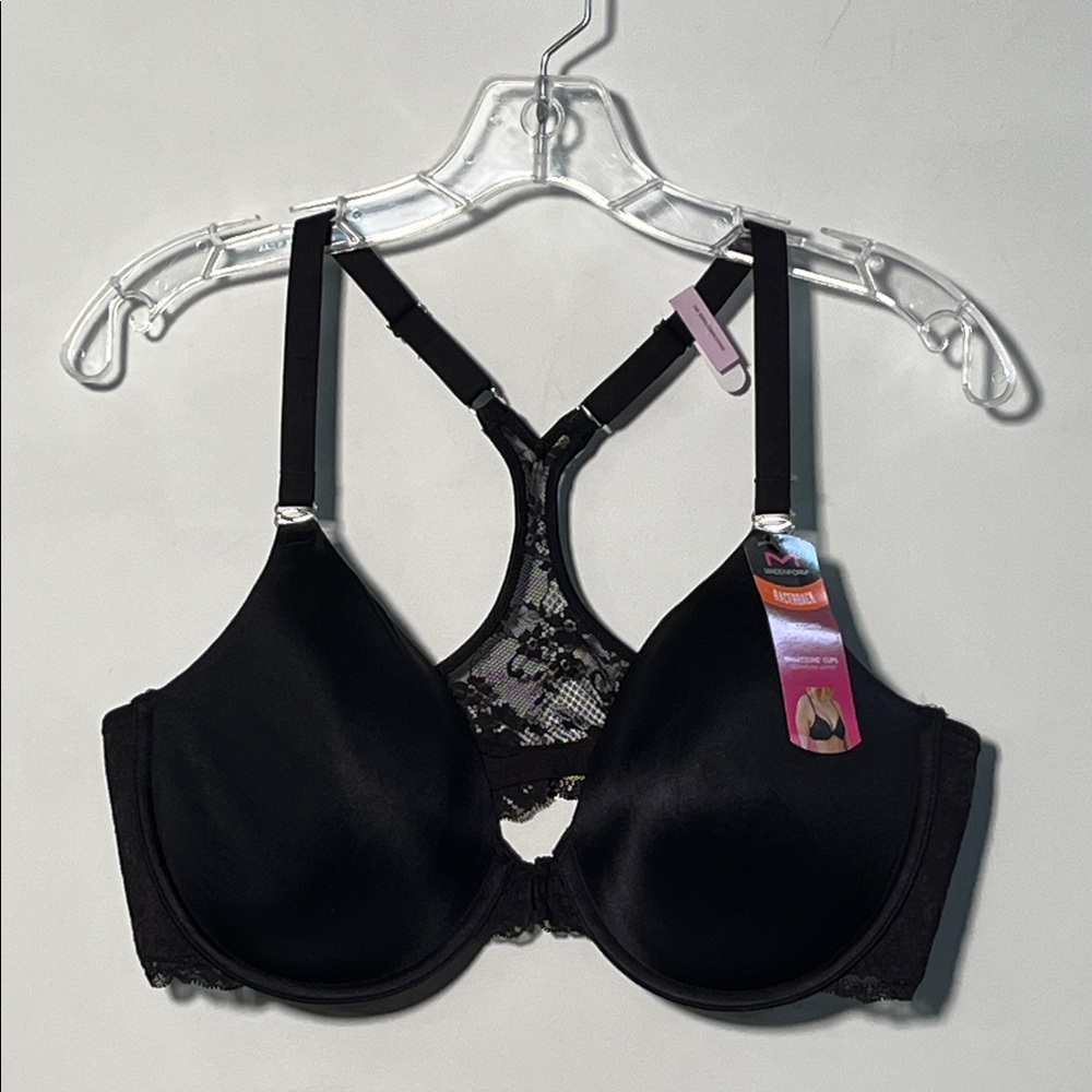 MAIDENFORM NEW Racerback Black Lace Padded Underwire Front Close NWT Bra 40D